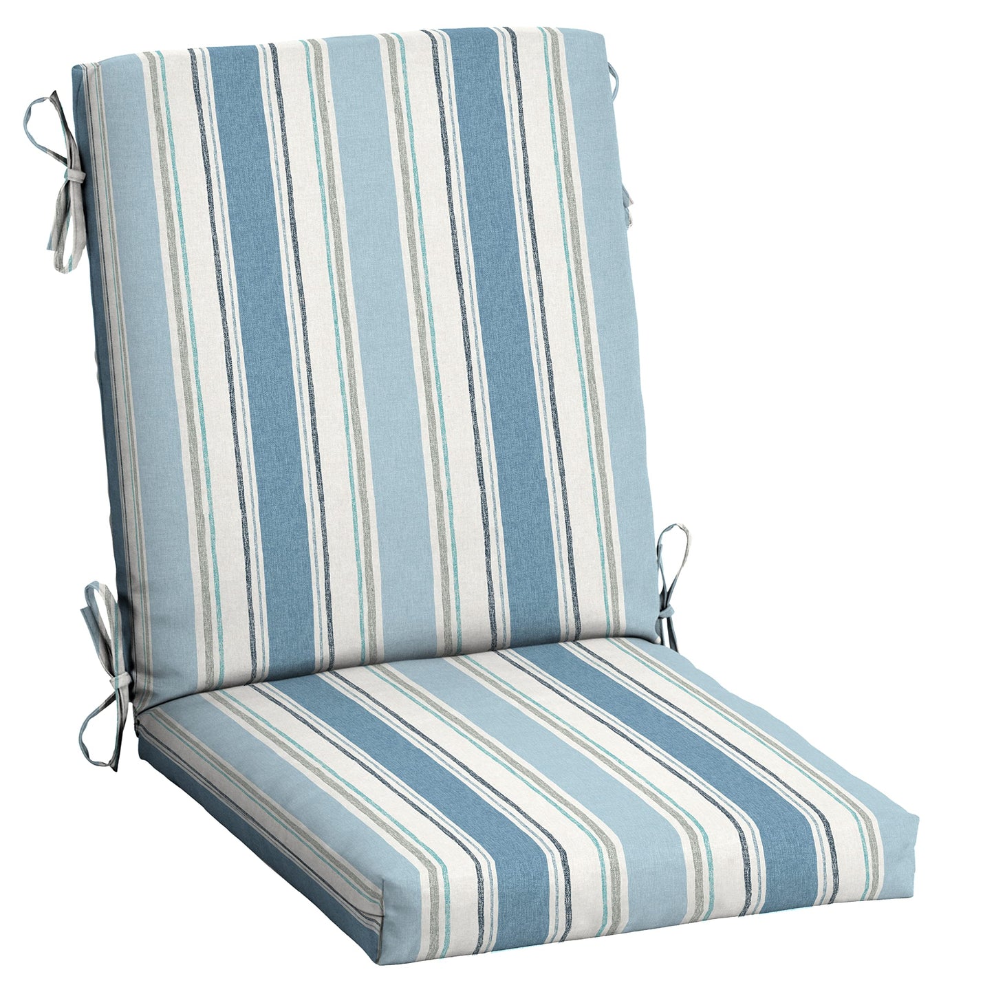 Arden 2-Pack Outdoor Patio Dining Chair Cushion, 20x44, Rain-Proof Seat Pad, Fade-Resistant Outdoor Cushion Black Cabana Stripe