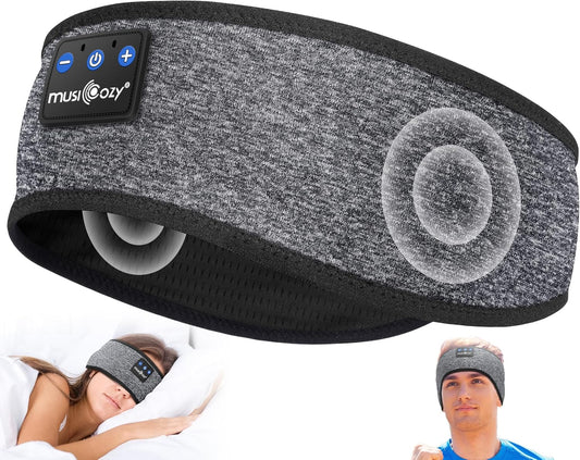 MUSICOZY Bluetooth 5.4 Sleep Headphones Headband, Wireless Sleeping Headphones Sleep Mask Earbuds IPX6 Waterproof for Side Sleepers Workout Running Insomnia Travel Yoga Cool Tech Gadgets Unique Gift