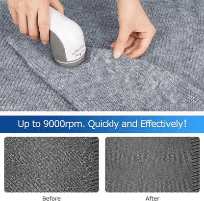 BEAUTURAL Quitapelusas eléctrico de tela y jersey con 2 velocidades, 2 cuchillas de acero inoxidable reemplazables, funciona con pilas