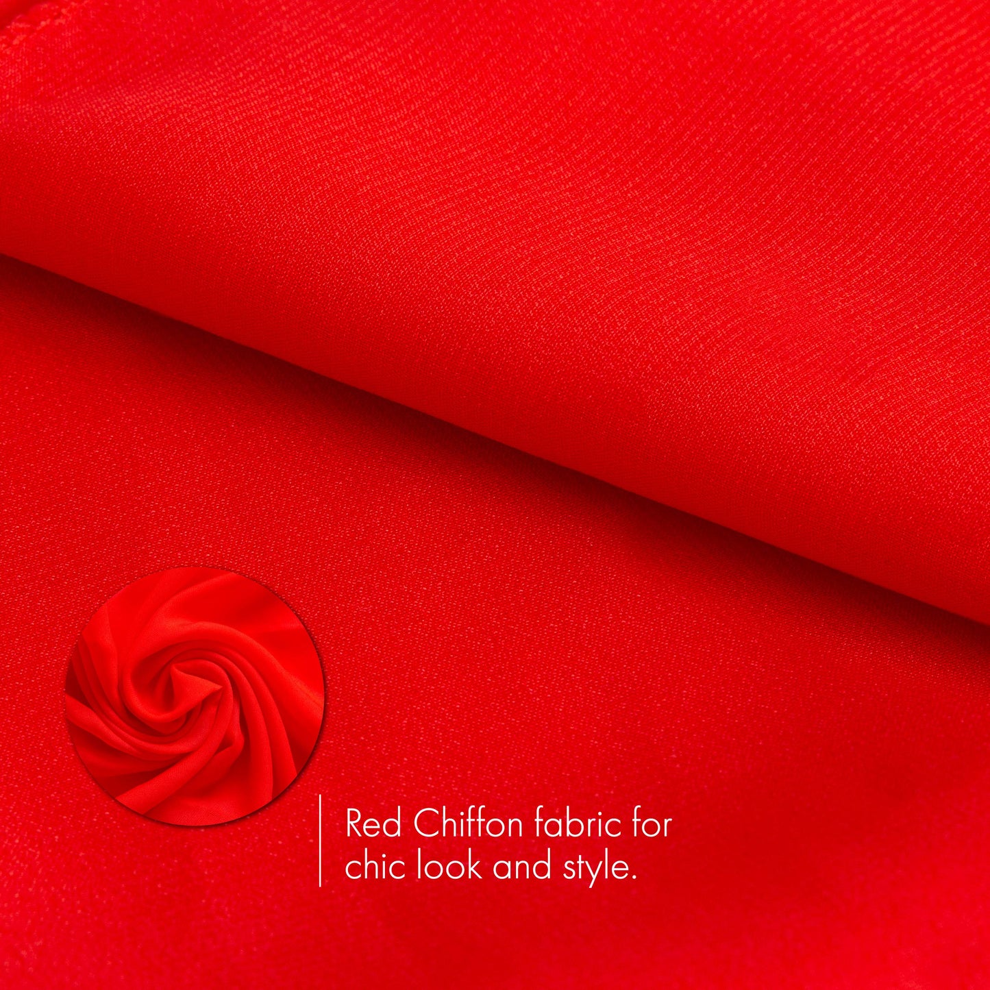 Skeleteen Chiffon Kopf-Halstuch – Rot Klassische Retro Transparente Quadratische Kopftücher Tücher Handtaschenbänder für Frauen und Mädchen