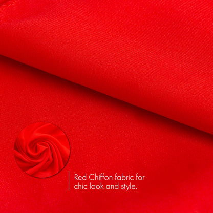 Skeleteen Chiffon Kopf-Halstuch – Rot Klassische Retro Transparente Quadratische Kopftücher Tücher Handtaschenbänder für Frauen und Mädchen