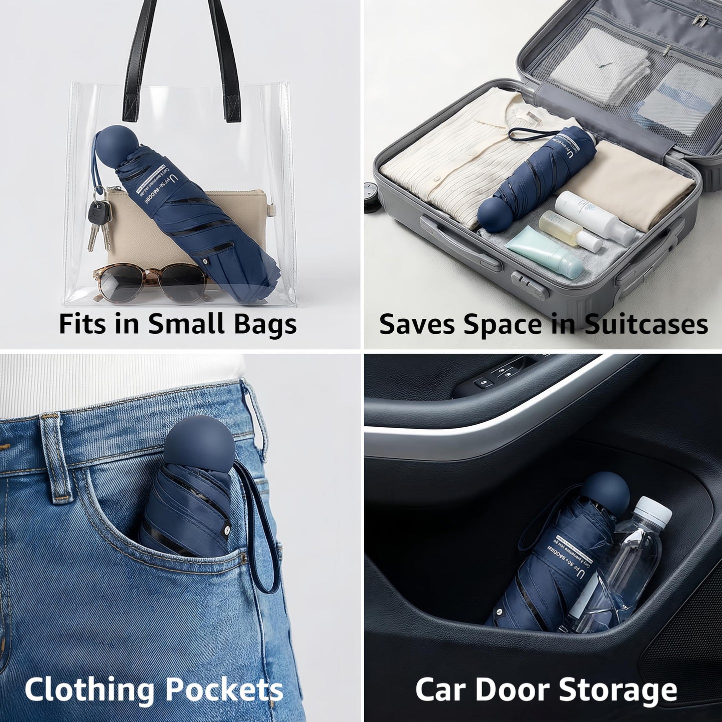 BAODINI Reiseutensilien Mini-Regenschirm für die Handtasche mit Etui Klein Kompakt UV-Sonnenschutz Leicht Winzig Tasche Manuelles Öffnen und Schließen Regenschirm für Damen, Kinder und Herren Passt in Handtasche Rucksack