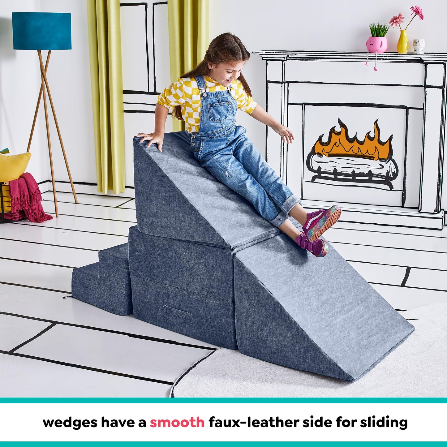 Yourigami Kids and Toddler Play Gym, Playroom Couch Set, Durable Modular Design, Green Meadows