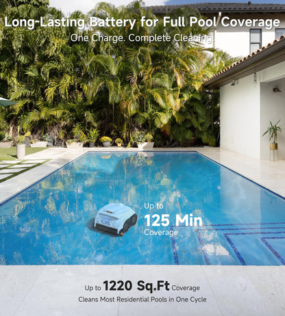 (2026 NEW) WYBOT B1 Cordless Robotic Pool Vacuum for Inground Pools, Six-Roller Brush 4-in-1 Smart Pool Cleaner, Edge Cleaning High Obstacle Crossing, Lightweight, App Navigation, Gray Black
