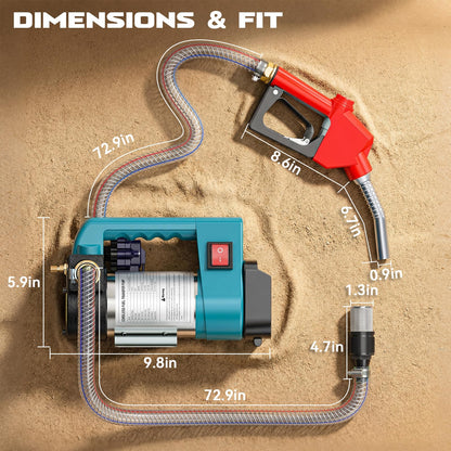 DIYtoolifz 5 GPM Cordless Fuel Transfer Pump Compatible with DeWalt 20V & Milwaukee 18V Batteries, Portable Gas Can Pump with 51" Hose, 5 Adapters, Gas Pump for Diesel, Gasoline (Bare Tool)
