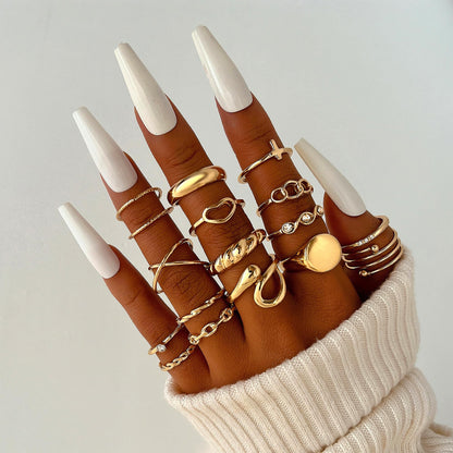 FAXHION 24-60 Pcs Gold Stackable Rings for Women, Knuckle Rings Chunky Gold Ring Set Dainty Stacking Cute Rings, Multiple Sizes Cute Jewelry Set Gift