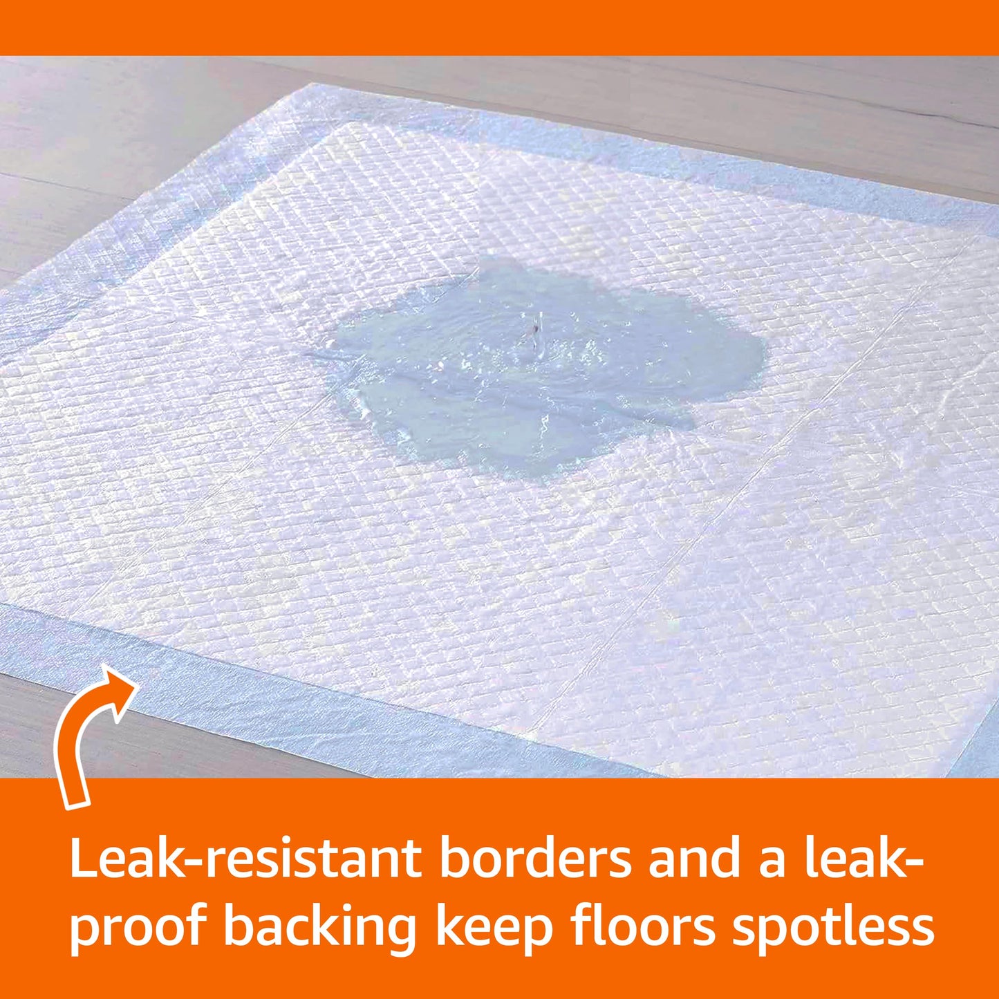 Amazon Basics Leak-Proof Dog and Puppy Potty Training Pee Pads with Quick-Dry 5-Layer Super Absorbent Design for Housebreaking, Regular Size 22x22", Blue & White, 150 Count