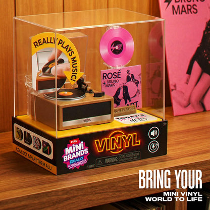 Mini Brands Really Works Vinyl Playset Series 1 by ZURU – Functional Mini Vinyl Record Player with Actual Music Playback, Includes Record & Stand, Collectible Toy for Kids, Gen Z & Adults