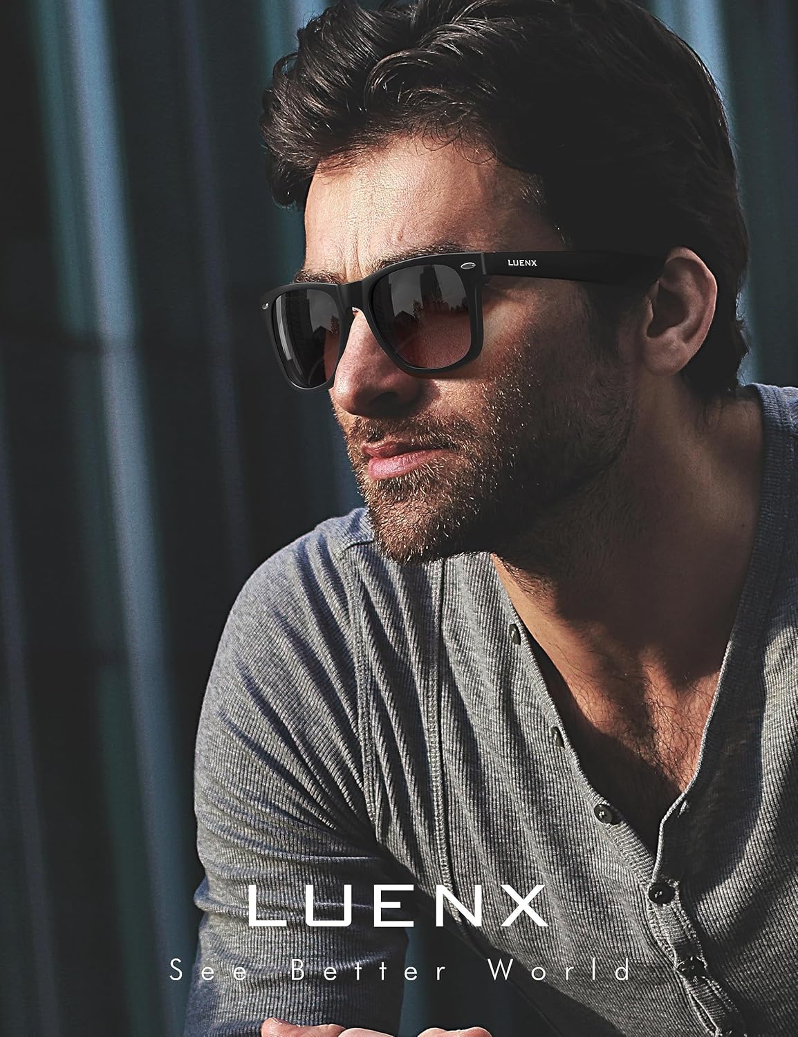 LUENX Polarisierte Sonnenbrillen für Herren und Damen, quadratische Fassung – UV-400-Schutz, 54 mm