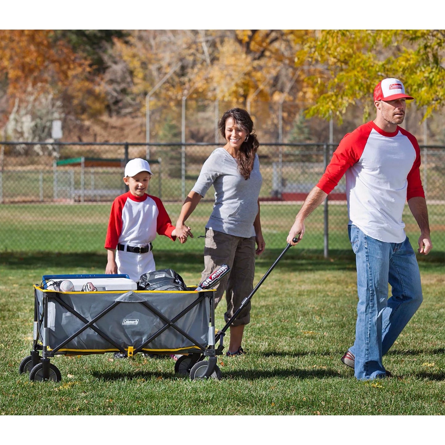 Coleman XL Collapsible Wagon, Heavy‑Duty 400 lb Capacity, Large 50+ Gallon Utility Cart with All‑Terrain Wide‑Base Wheels, One‑Pull Folding Design, Removable Wheels & Ergonomic Handle – Blue