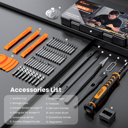 JOREST 40Pcs Small Precision Screwdriver Set, Mini Tool Kit with Torx T5 T6 T8 T9, Triwing Y00, Star Pentalobe, Repair for Ring Doorbell, Laptop, PC, Switch, PS5, Xbox, MacBook, iPhone, Watch, Glasses