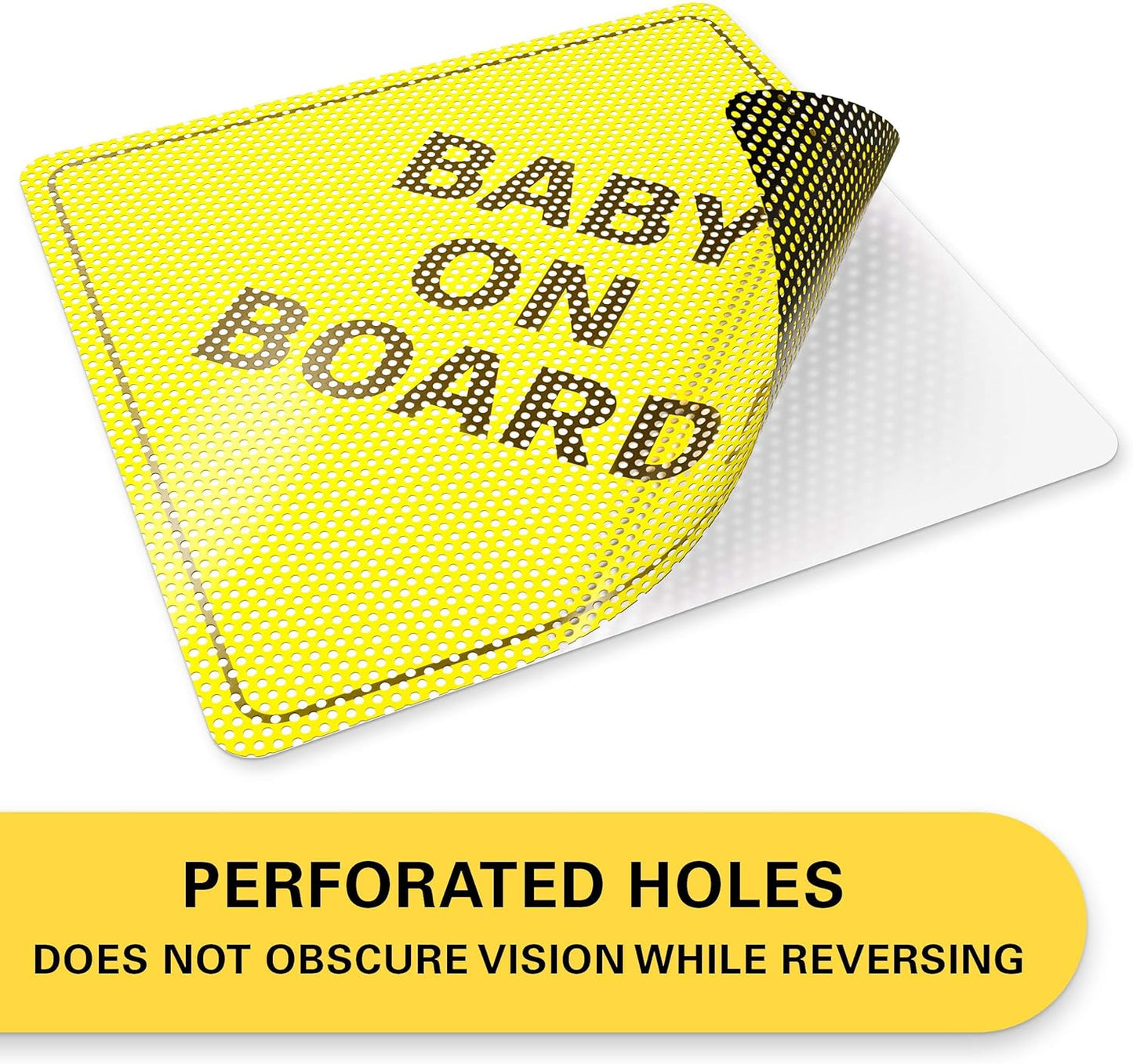 Baby On Board Aufkleber – Unverzichtbar für Autos – 12,7 x 12,7 cm – 2er-Pack – leuchtendes Gelb und DURCHSICHTIG beim Rückwärtsfahren – die besten Sicherheitsschilder für Ihre Kinder – nicht magnetischer Aufkleber – langlebig und stark haftend