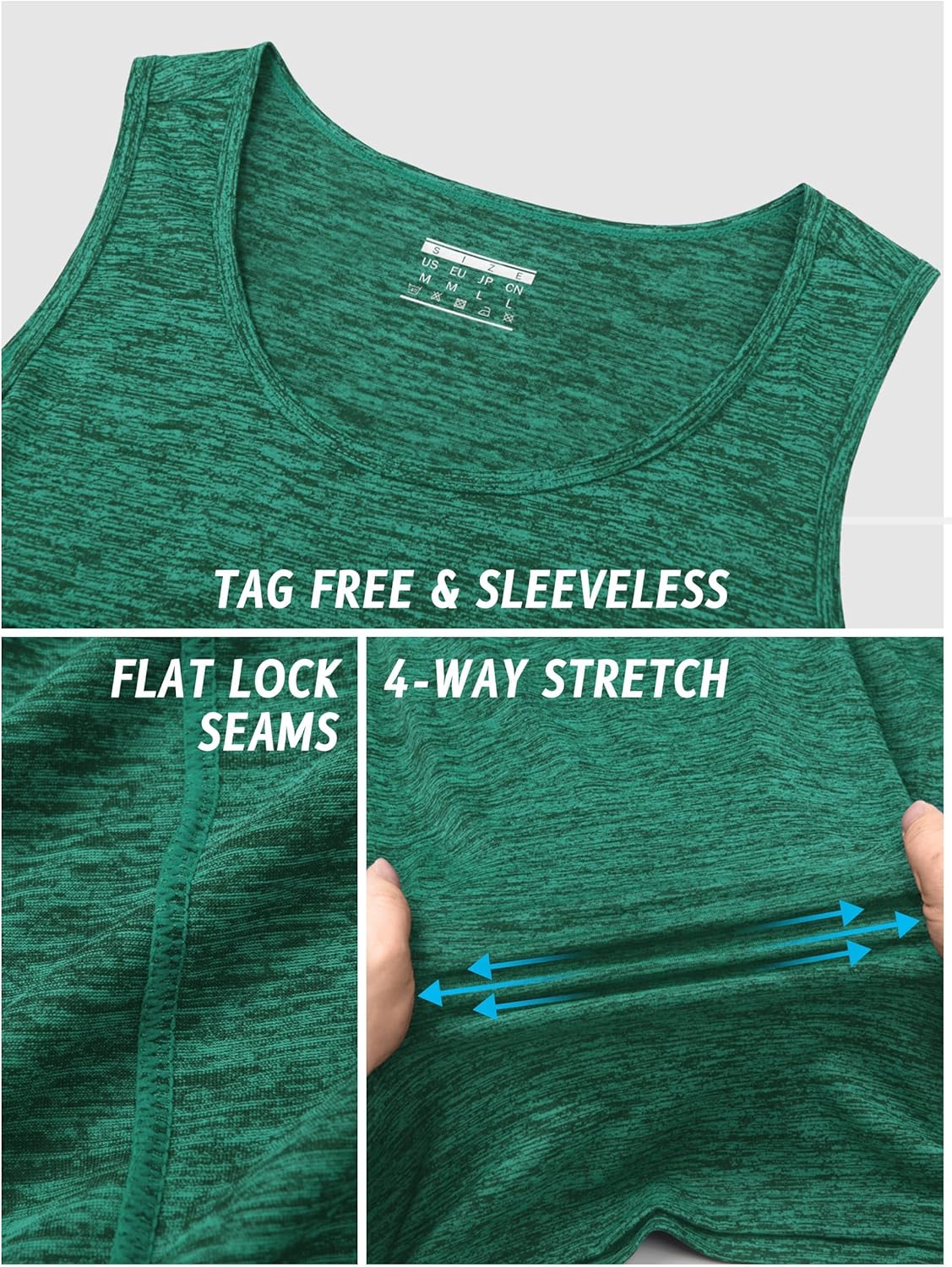 TACVASEN Herren Tanktops Schnelltrocknend Ärmelloses Workout Muskelshirt Sport Bodybuilding Fitness Performance T-Shirts