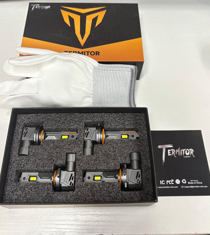 Termitor 2026 Upgraded H4/9003/HB2 Light Bulbs, 90,000LM 15X Super Bright Hi/Low Beam, 6500K Cool White H4 9003 Fog Lights, 1:1 Halogen Size Automotive Replacement IP68 Waterproof, Pack of 2