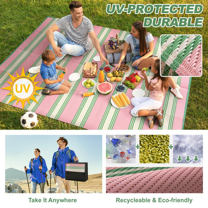 Lahome Outdoor Rugs 8x10 Waterproof, Reversible Outdoor Plastic Straw Rug for Camping Patio, RV Outdoor Rugs Outside, Outdoor Carpet for Porch Deck Backyard Picnic(Blue/Yellow,8'x 10')