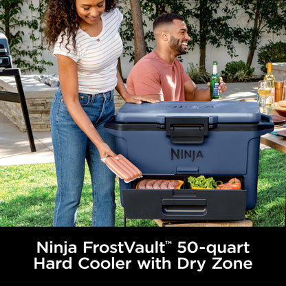 Ninja FrostVault 50qt Hard Cooler with Dry Zone | Integrated Fridge-Temp Dry Storage Drawer | Premium Heavy-Duty Insulated Cooler | Keeps Ice Cold for Days | Spanish Moss | FB151GN1