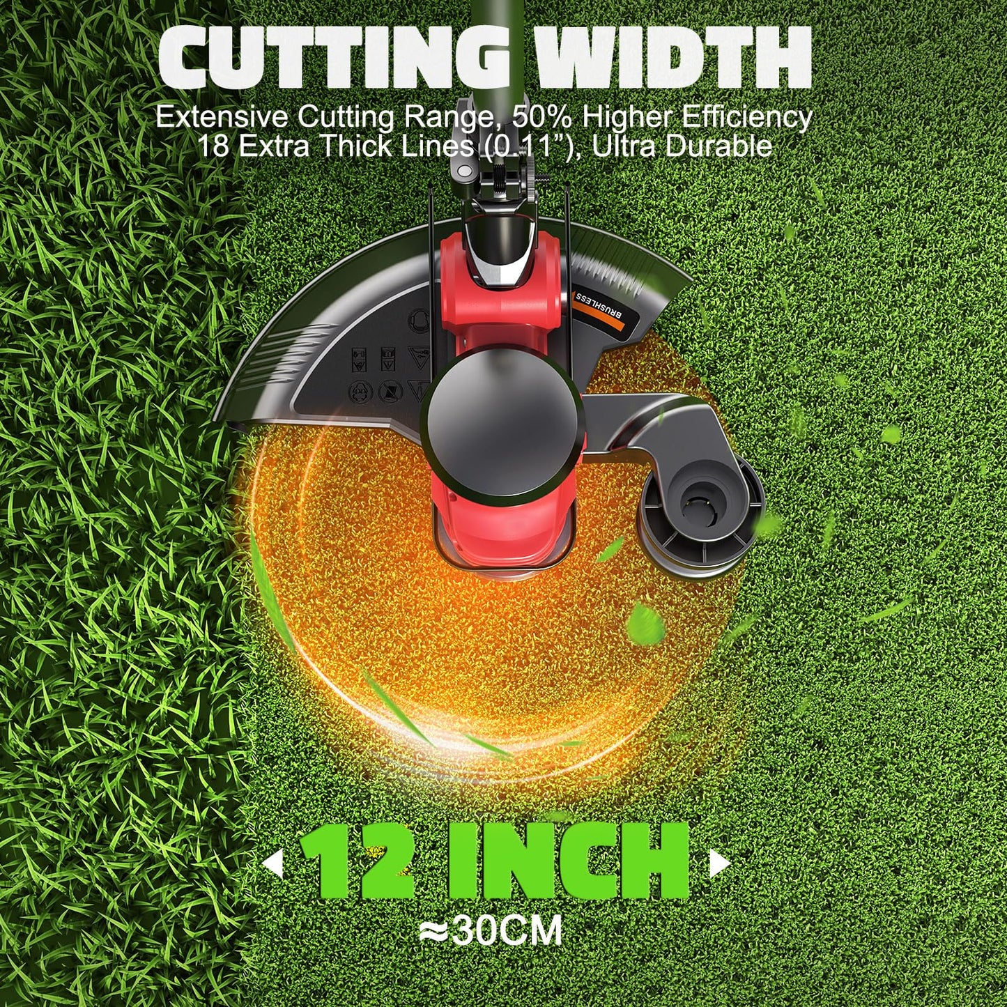 Cordless String Trimmer Compatible with Dewalt 20V (Tool Only), MtiolHig 3 IN 1 Weed Eater with Brushless Motor & Battery Level Display, Electric Weed Wacker/Edger Trimmer for Yard, w/ 18 Line, Yellow