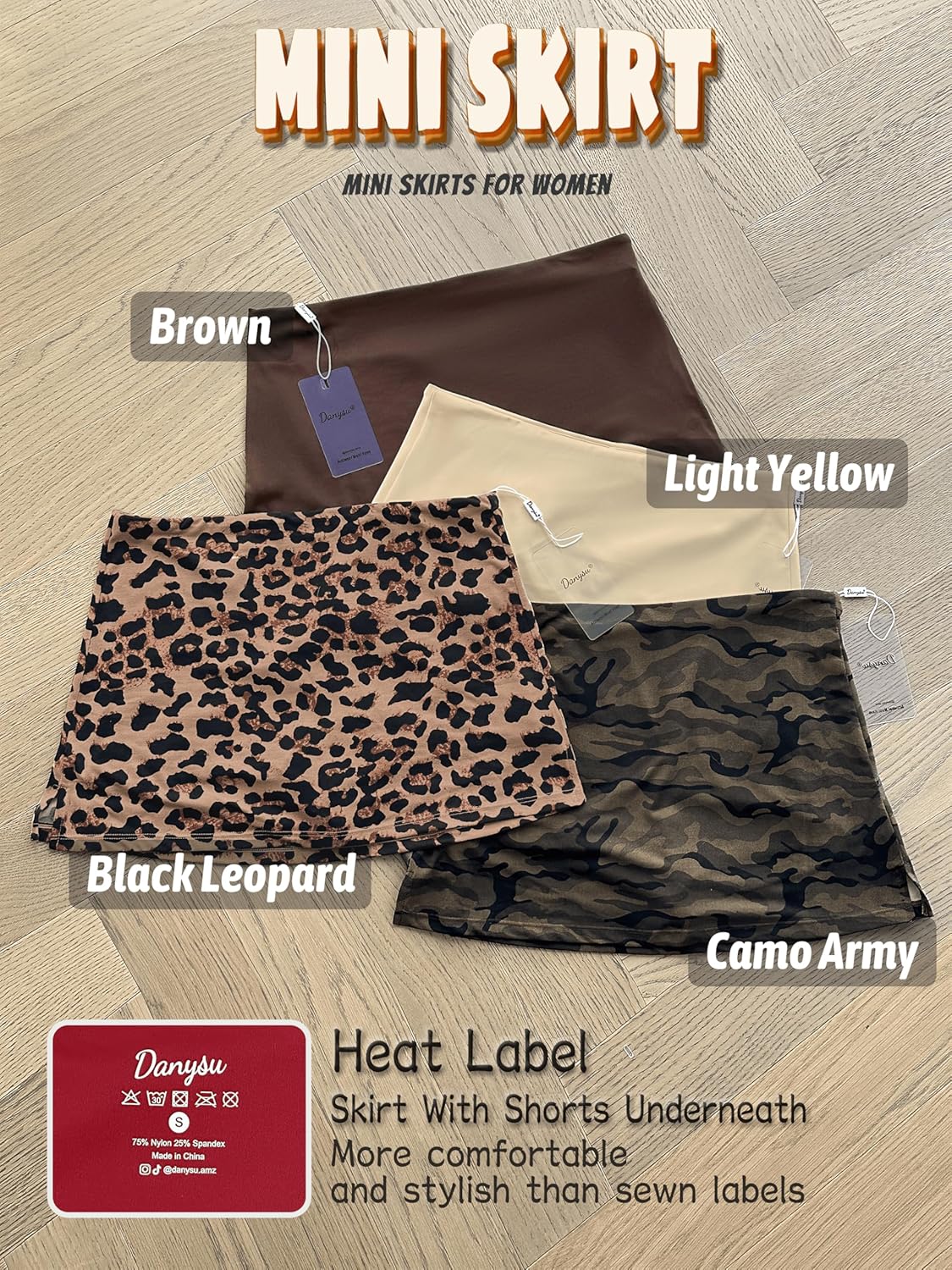 Danysu Dehnbare Mini Skorts Mid Waist Rock mit Shorts Seitenschlitz 2025 Sport Alltag Ausgeh-Outfits