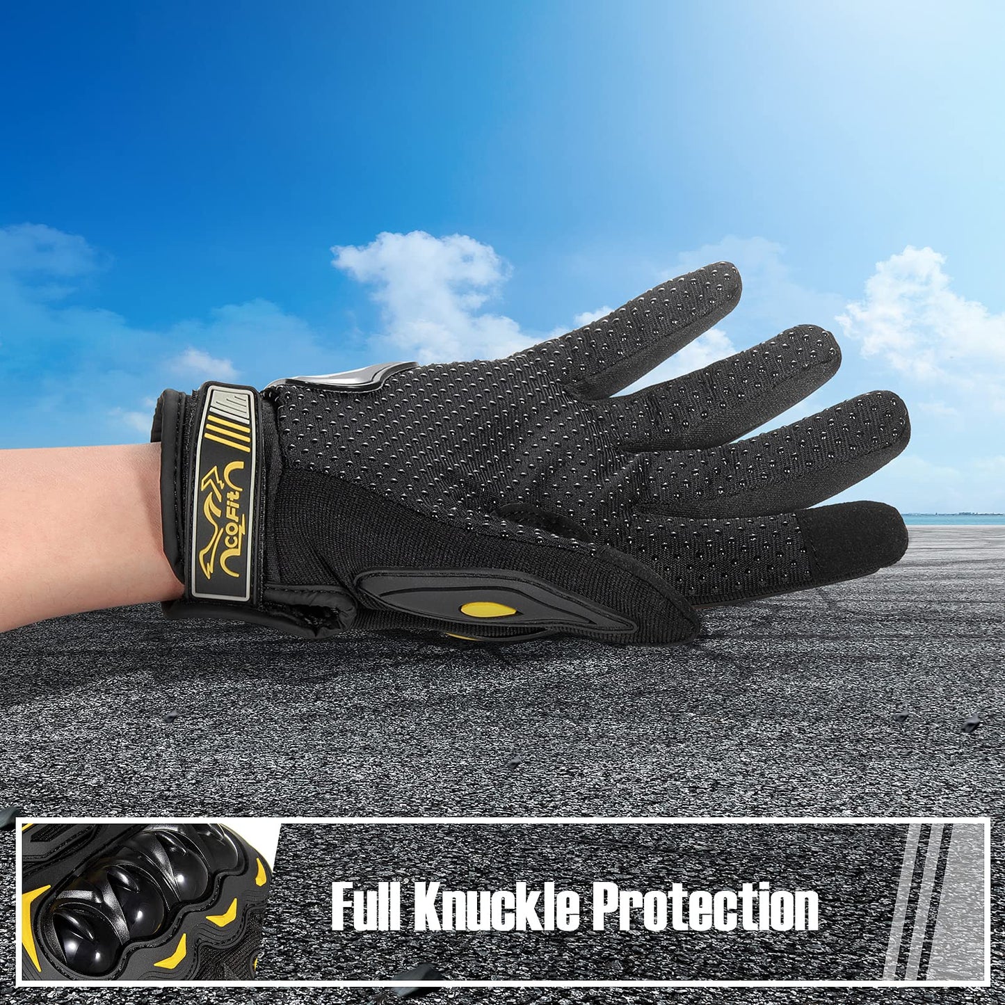 COFIT Motorradhandschuhe atmungsaktiv, Touchscreen Motorradhandschuhe Anti-Rutsch mit gutem Halt Harte Knöchel Protektion für Herren Damen Motocross, BMX ATV MTB Radfahren, Straßenrennen