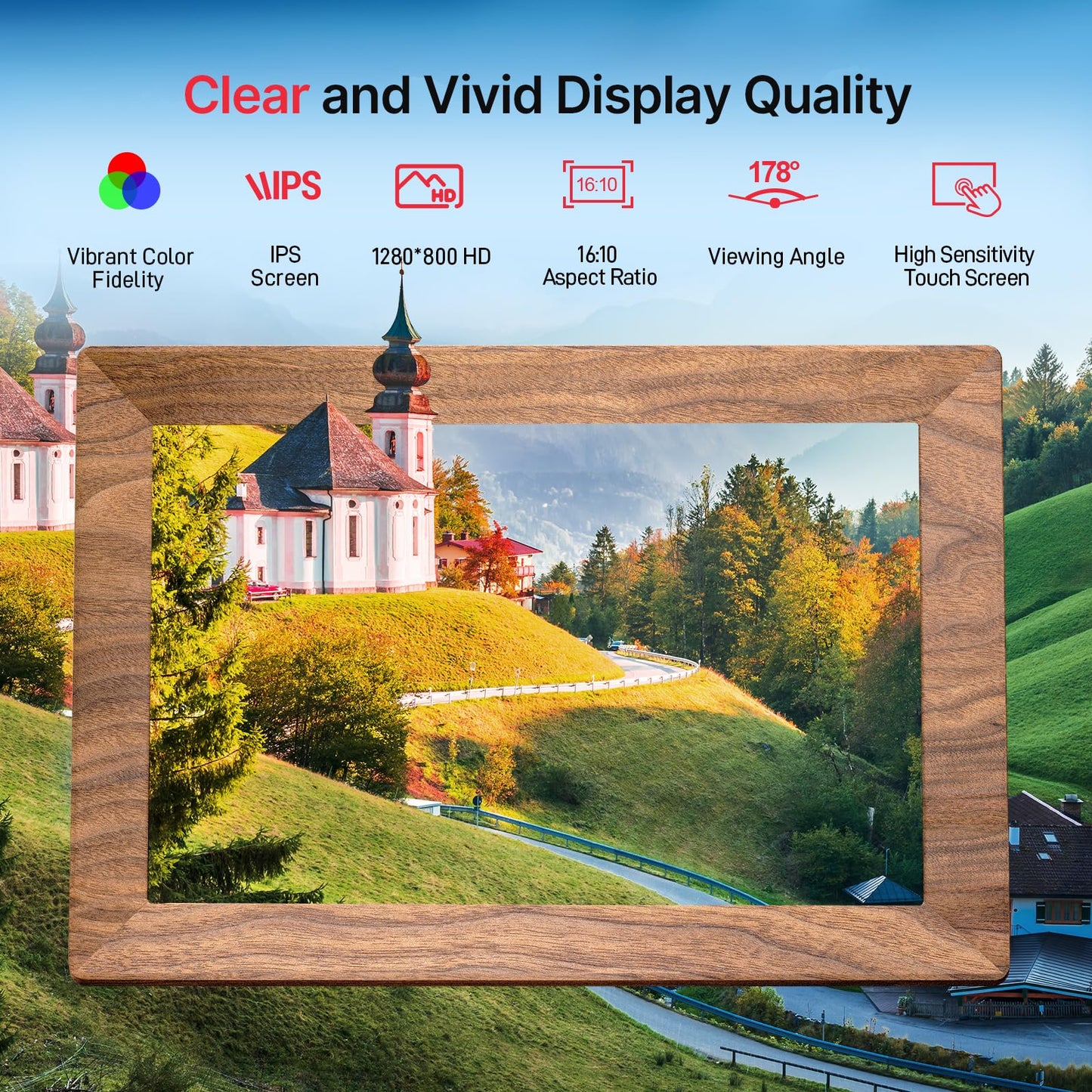 Frameo 10.1 Inch WiFi Digital Picture Frame, Smart Cloud Electronic Photo Frame with HD IPS Touch Screen Slideshow 32GB Memory Auto-Rotate Wall Mount, Share Photos/Videos from Phone - Gifts for Mom