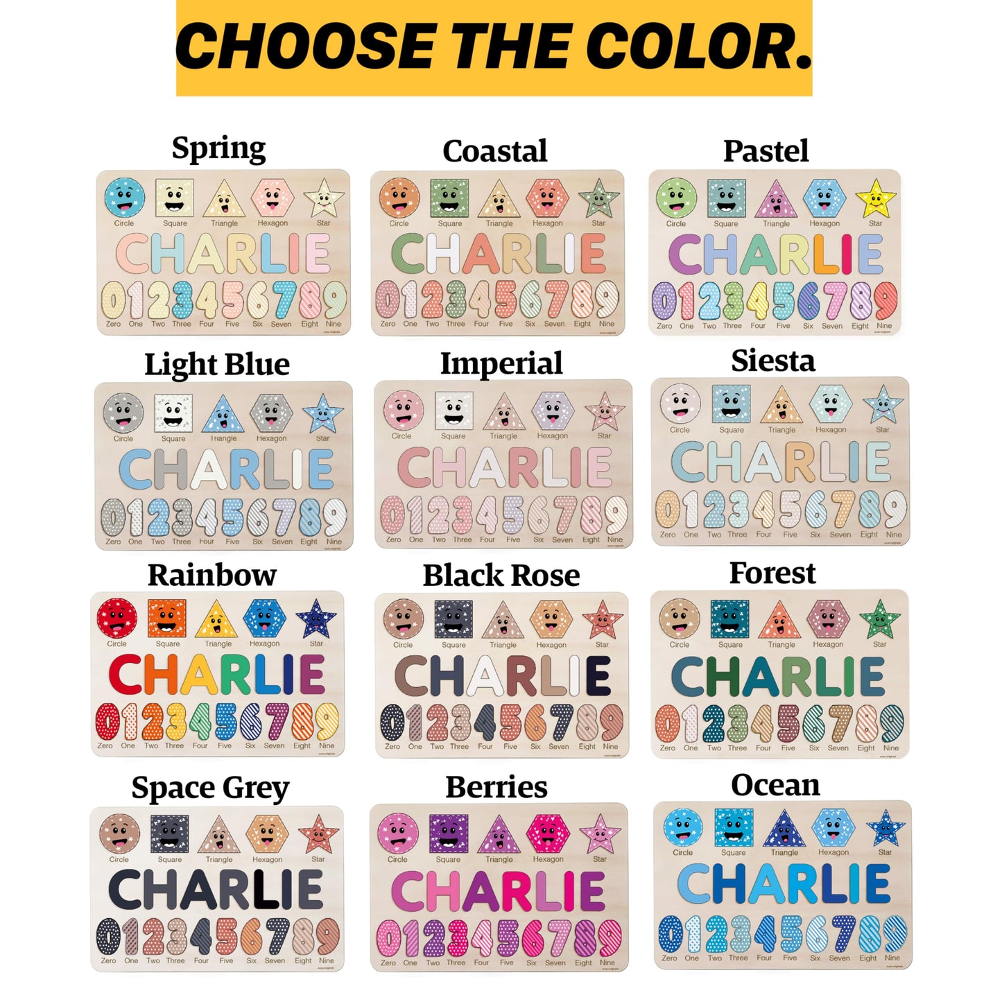 Zuzu Puzzle Personalized Name Puzzle for Toddlers 1-3 | Safari, Farm & 12 Themes | Handmade Wooden Montessori Toy, Keepsake Nursery Decor & Perfect 1st Birthday Gift for Boy Girl