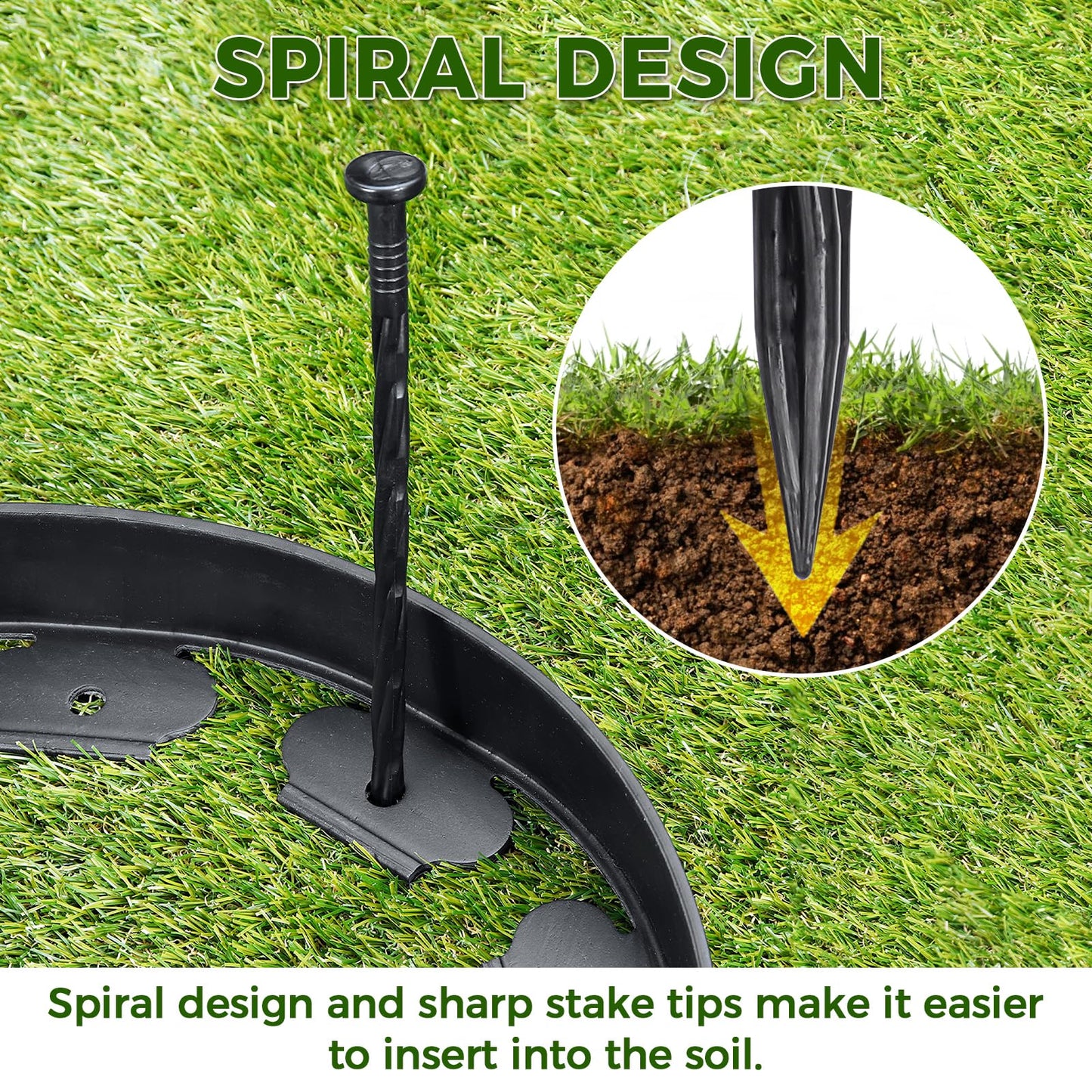 2-Inch x 100 FT Landscape Edging Border with 150 Stakes, Plastic Edging for Landscaping Garden Edging Border, Flexible Landscaping Edging for Garden Flower Beds Yard Lawn Pathway Paver (Black)