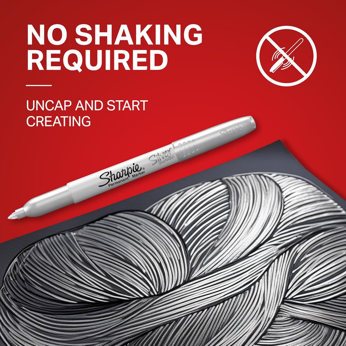 Sharpie Metallic Permanentmarker, Feine Spitze, Silber, 2 Stück