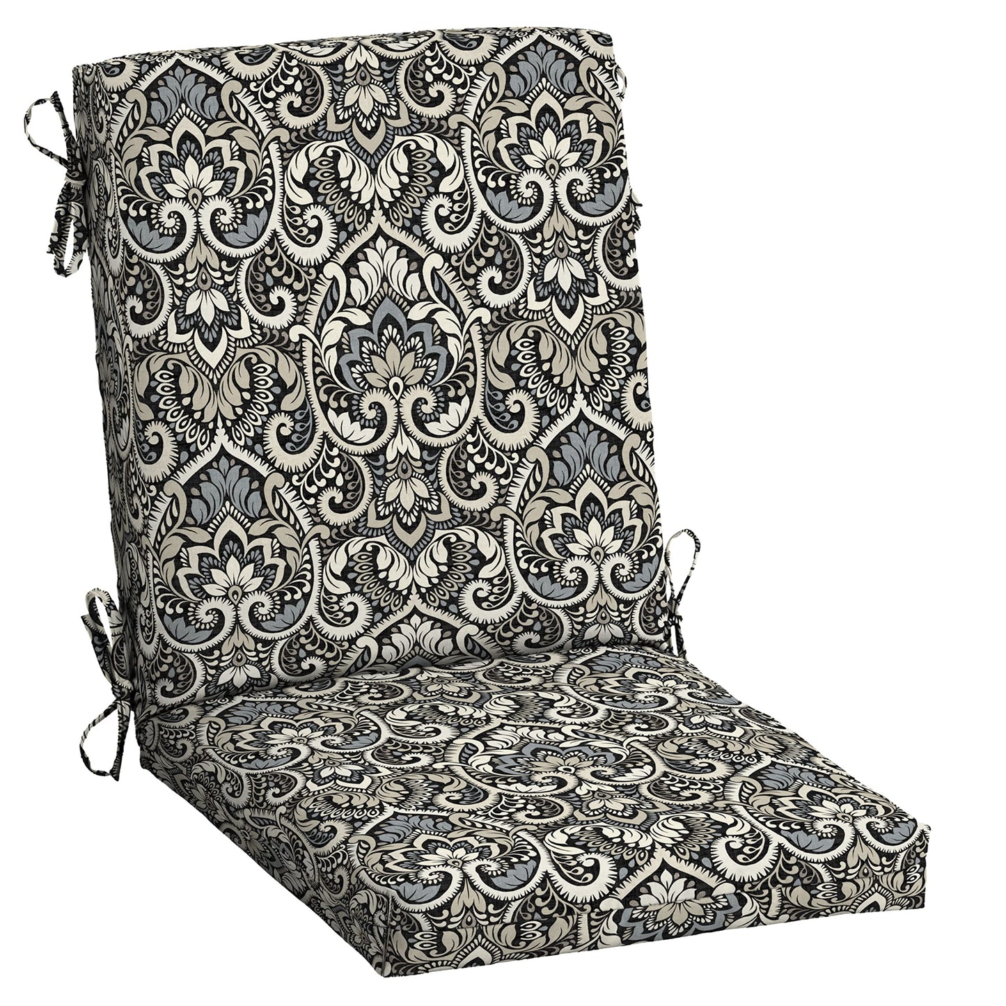 Arden 2-Pack Outdoor Patio Dining Chair Cushion, 20x44, Rain-Proof Seat Pad, Fade-Resistant Outdoor Cushion Black Cabana Stripe