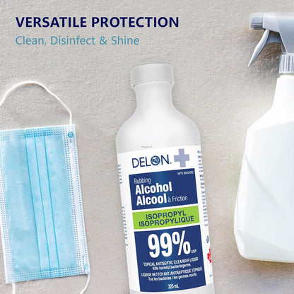 Delon Isopropyl 99 Prozent – 1 Flasche (225 ml) Reinigungsalkohol – Hochreiner IPA-Reiniger zur Reinigung und medizinischen Anwendung.