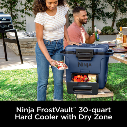 Ninja FrostVault 50qt Hard Cooler with Dry Zone | Integrated Fridge-Temp Dry Storage Drawer | Premium Heavy-Duty Insulated Cooler | Keeps Ice Cold for Days | Spanish Moss | FB151GN1