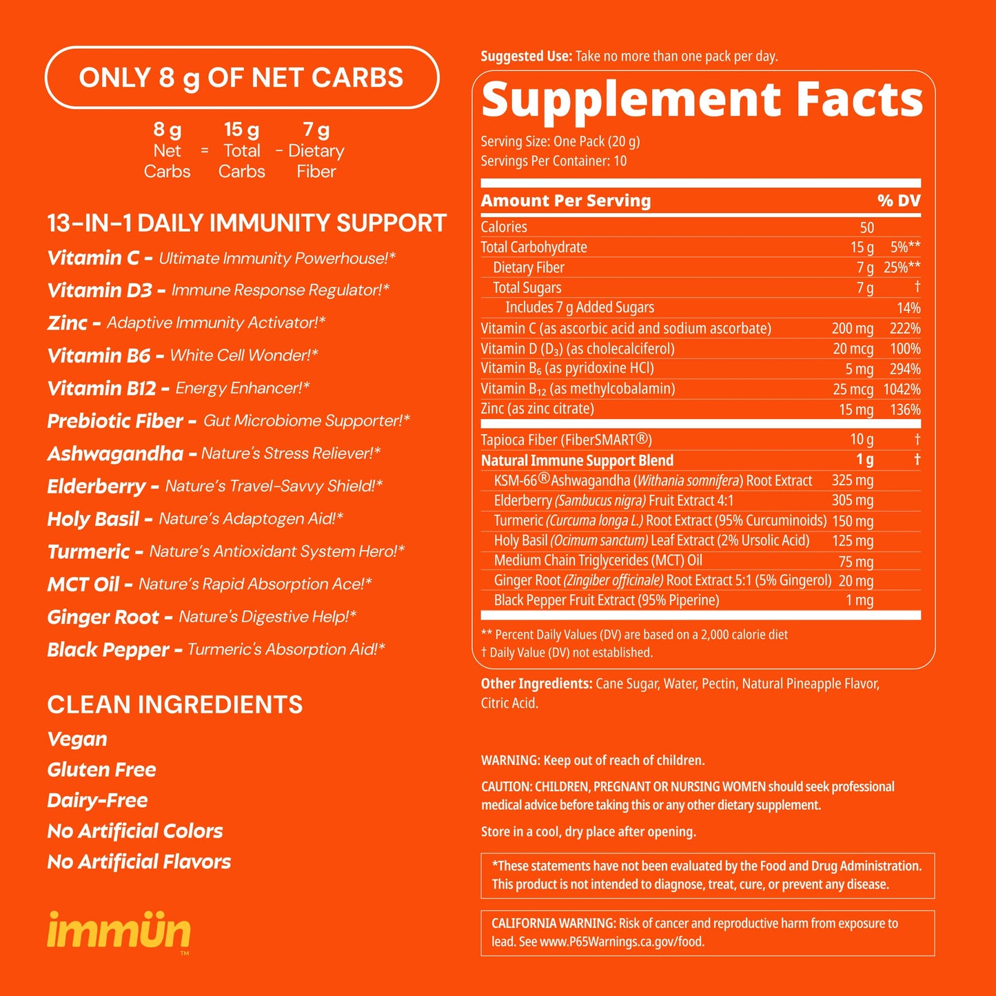 Grüns 3 x 28 Pack Immun Sugar Free Immunity Gummies with Vitamin C, Zinc, MCT Oil, & Turmeric - Daily Immune Support Supplement for Adults - Sour Pineapple Flavor (28 Count) (Pack of 3)