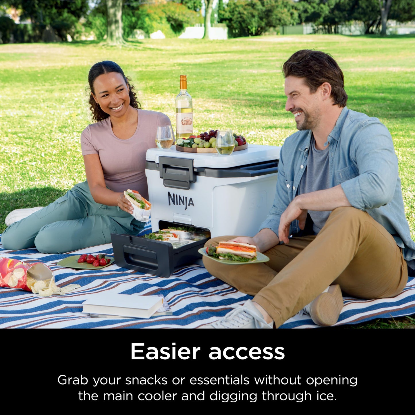 Ninja FrostVault 50qt Hard Cooler with Dry Zone | Integrated Fridge-Temp Dry Storage Drawer | Premium Heavy-Duty Insulated Cooler | Keeps Ice Cold for Days | Spanish Moss | FB151GN1