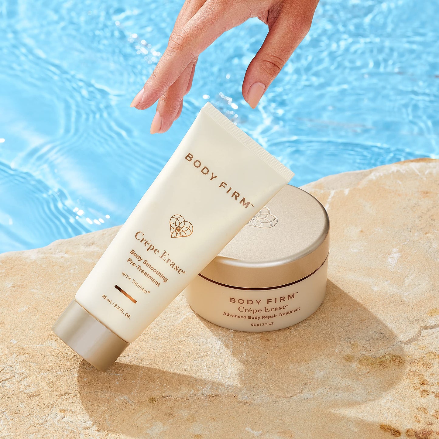 BODY FIRM Crepe Erase 2-Step Treatment, Anti-Aging Skin Care, Firming Moisturizer Cream + Body Exfoliating Pre-Treatment, Supports Wrinkle, Crepe Skin, Collagen