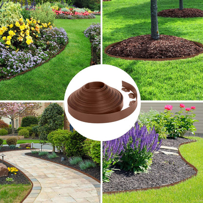 2-Inch x 66 FT Landscape Edging Border with 100 Spikes, No Dig Garden Border Edging Kit, Plastic Edging Border Flexible for Garden Flower Beds Lawn Yard Paver Pathway (Black)