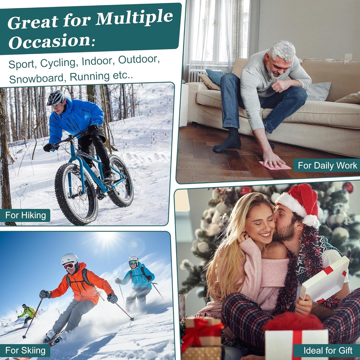 5er-Pack Herren-Merinowollsocken für den Winter Warme Thermosocken Dicke Wandersocken für Camping Kuschelige Socken für Männer
