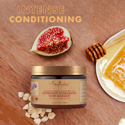 SheaMoisture Intensive Hydration Hair Masque Haarkur für trockenes, strapaziertes Haar Manuka-Honig & Mafura-Öl tiefenwirksame Pflegemaske mit Feigenextrakt 326 g