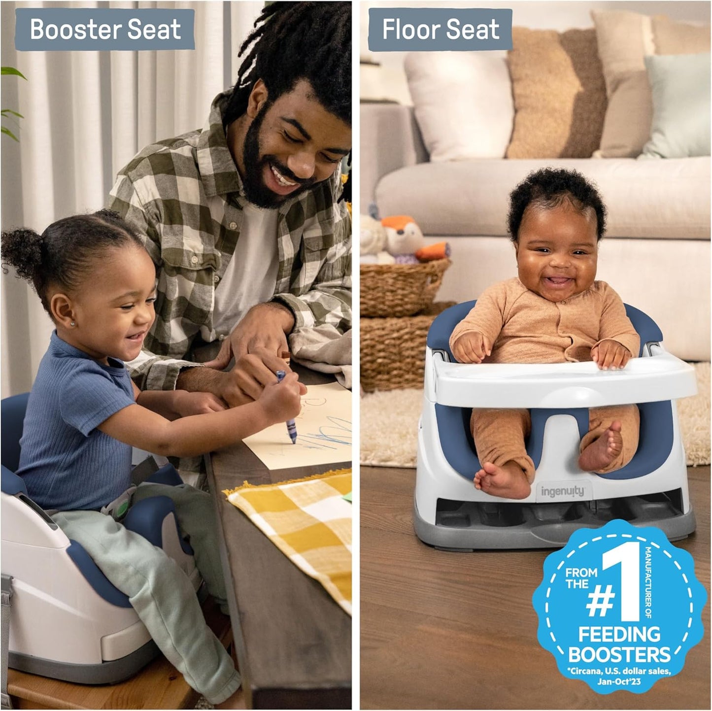 Ingenuity Baby Base 2-in-1 Sitzerhöhung mit Esstablett – Night Sky