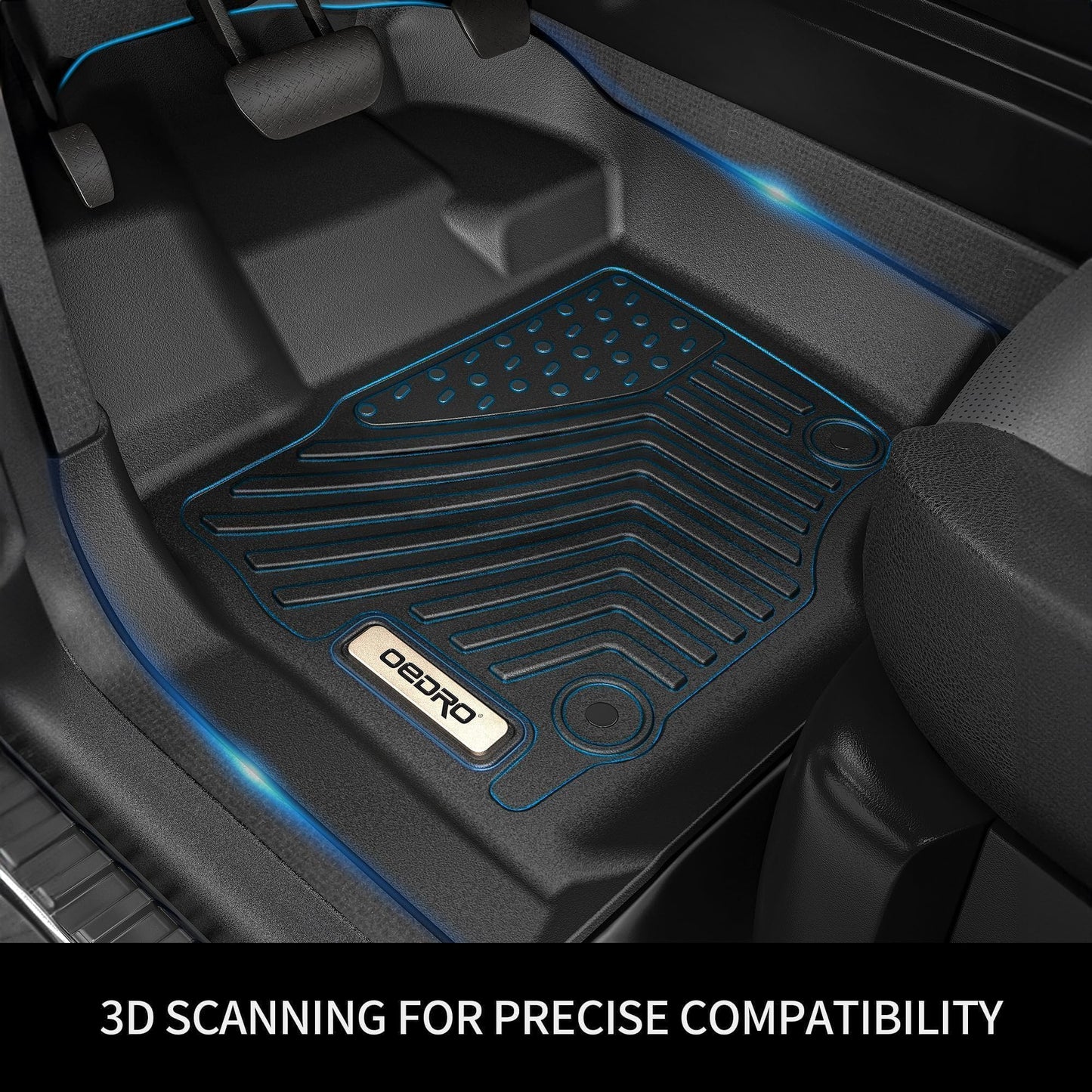 OEDRO Floor Mats Fit for Toyota Camry 2011-2007, Custom Fit Front & 2nd Row Floor Liner Set, TPE All Weather Protection Camry Car Mats, Black