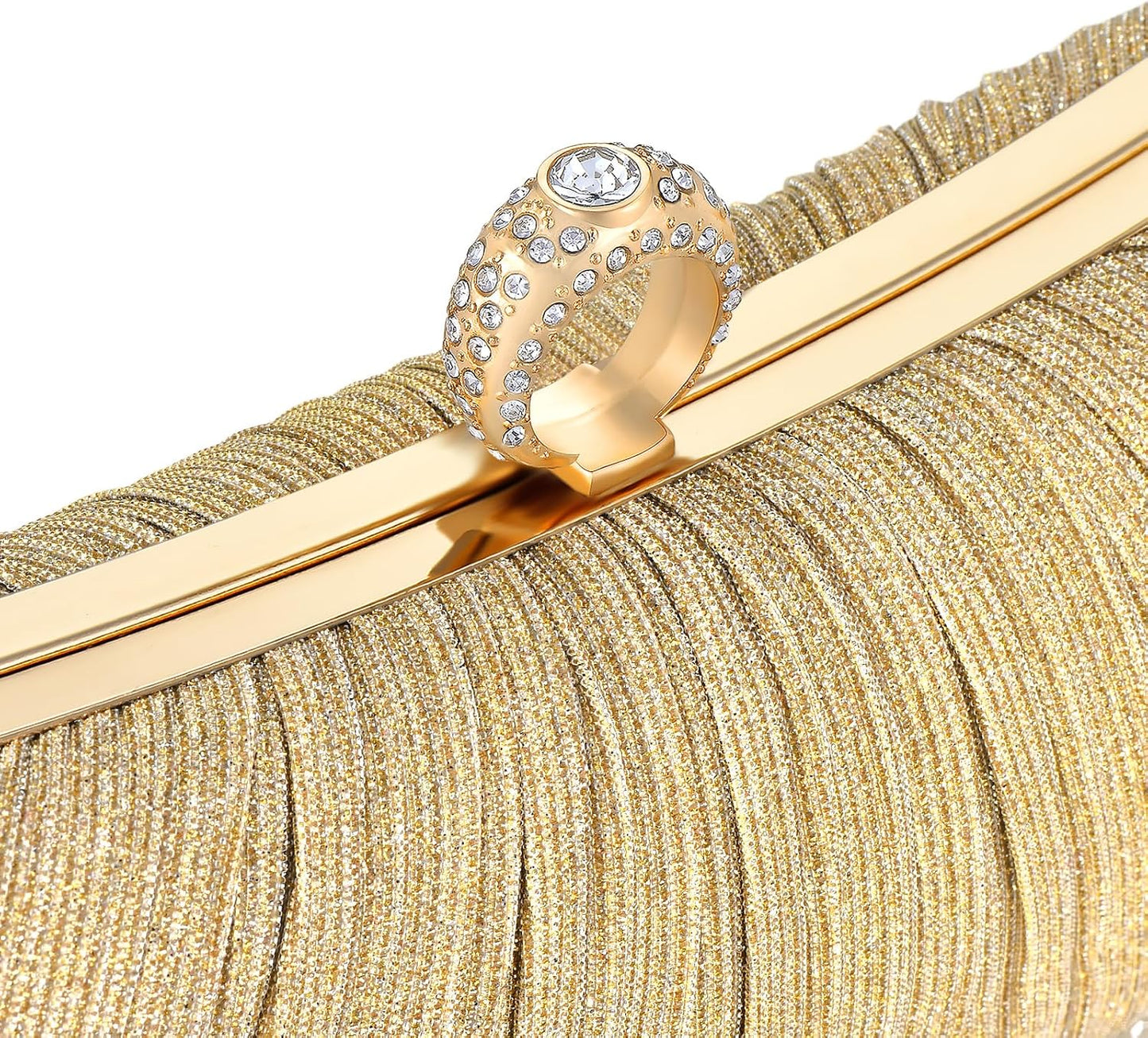 Womens Golden Glitter Clutch Purse for Bridal Wedding Party