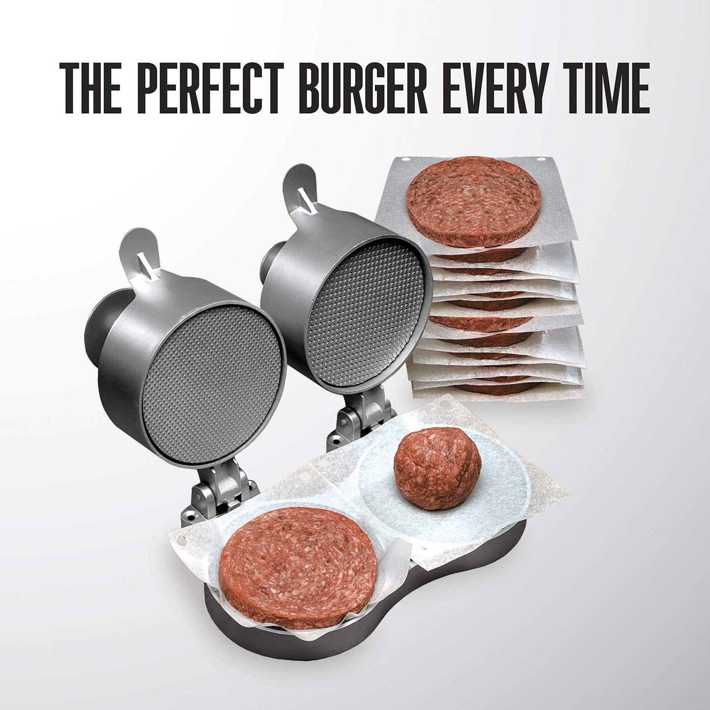 Weston Burger Press, Makes 4 1/2" Diameter Patties for Hamburger, Crab Cakes, Sausage, 1/4lb to 3/4lb, with Spring Ejector for Easy Removal, Single, Non-stick Heavy-Duty Cast Aluminum (07-0310-W)