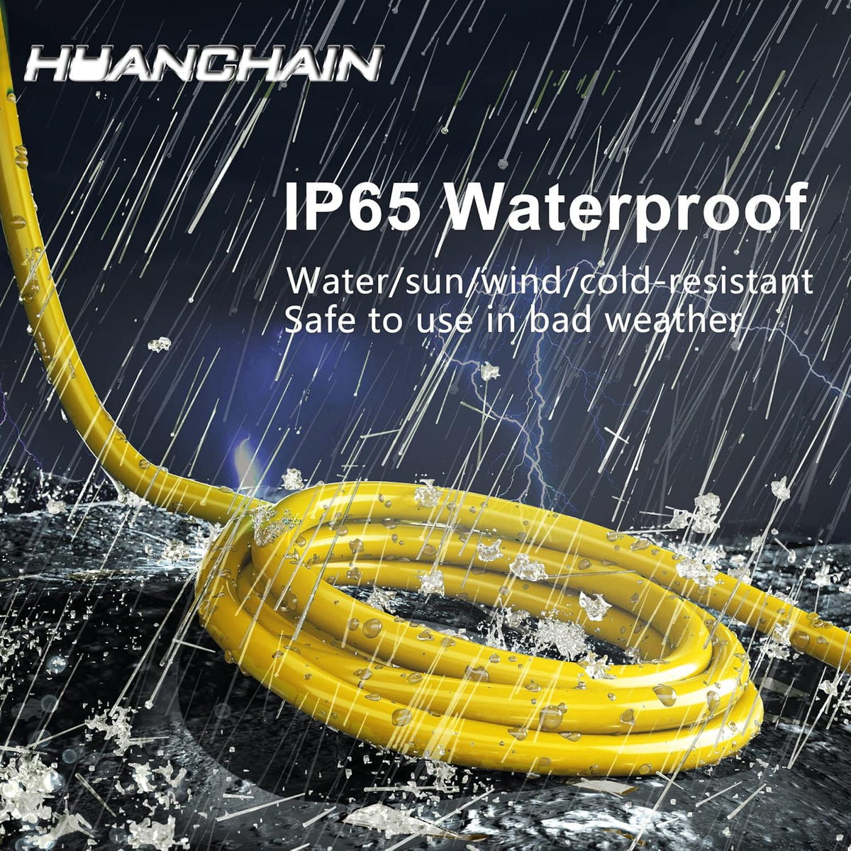 HUANCHAIN Indoor Outdoor Black Extension Cord 25 ft Waterproof, 16/3 Gauge Flexible Cold-Resistant Appliance Cable Outside, 13A 1625W 16AWG SJTW, 3 Prong Electric Cord, ETL