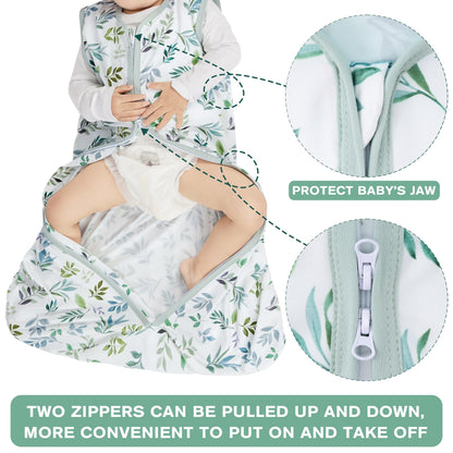 BSTOPPT Fleece Newborn Sleep Sack Baby Swaddle,3-Way Adjustable Wearable Blanket,2 Pack Fleece Swaddling sleeping bag TOG 2.0， (Blue&Green, 0-3 Months)