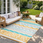Lahome Outdoor Rugs 8x10 Waterproof, Reversible Outdoor Plastic Straw Rug for Camping Patio, RV Outdoor Rugs Outside, Outdoor Carpet for Porch Deck Backyard Picnic(Blue/Yellow,8'x 10')