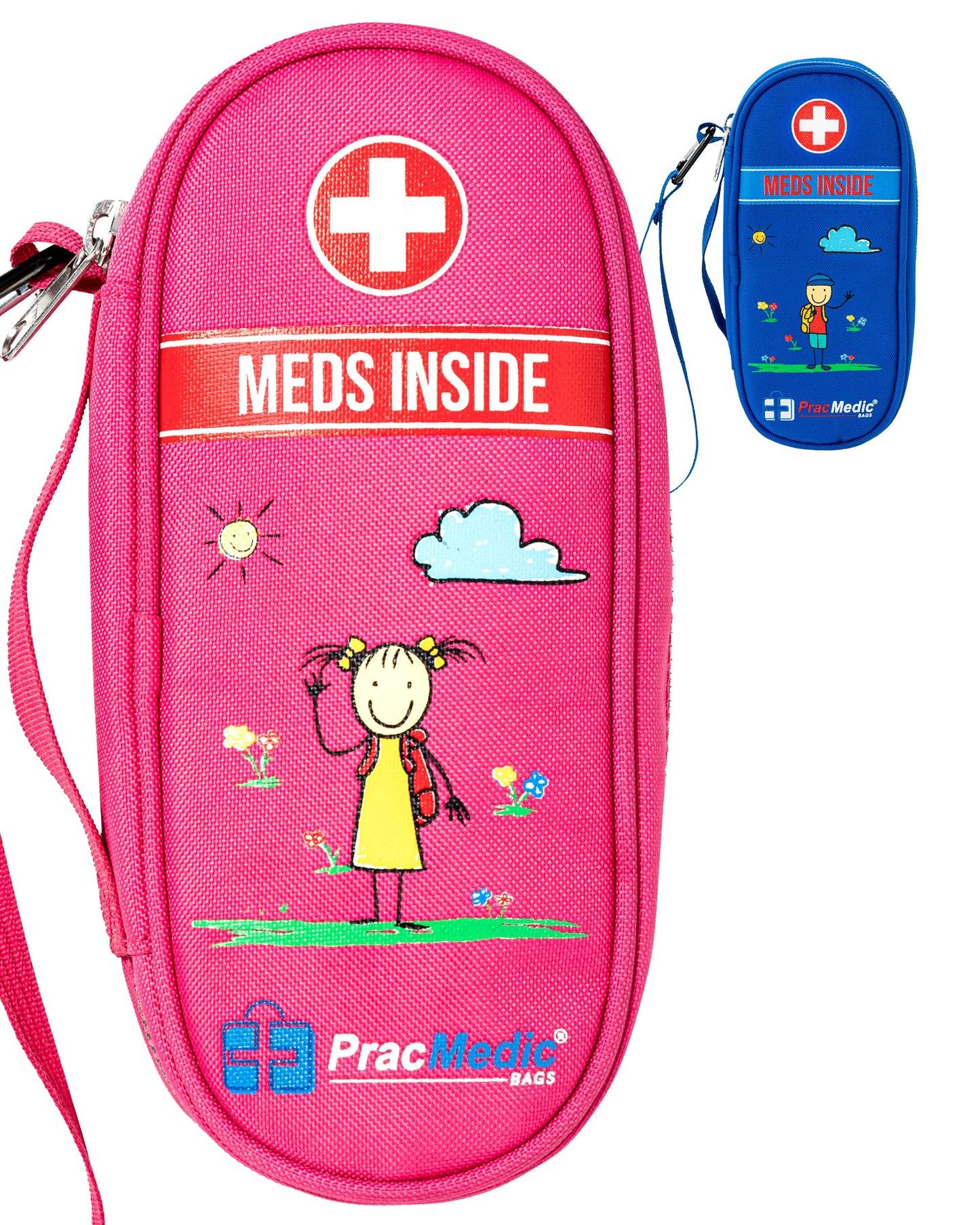 PracMedic Bags Epipen Case - Epi pens Carrying Case- Medical Case for Kids - Insulated to hold Inhaler, Epi Pen, Auvi Q, Epinephrine, Allergies Medication - Medicine Bag for Traveling (Blue)