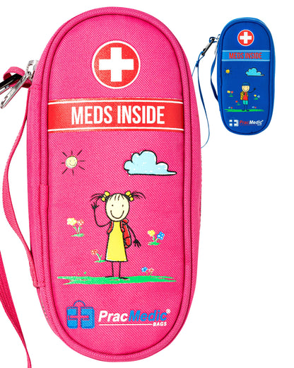 PracMedic Bags Epipen Case - Epi pens Carrying Case- Medical Case for Kids - Insulated to hold Inhaler, Epi Pen, Auvi Q, Epinephrine, Allergies Medication - Medicine Bag for Traveling (Blue)