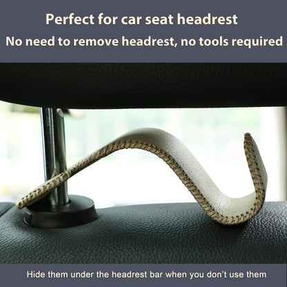 Amooca 4-Pack Car Headrest Hooks Vehicle Storage Organizer for Purses Handbags Groceries Backpack Coats –Holds 55lbs 360° Rotating Black