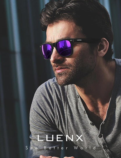 LUENX Polarisierte Sonnenbrillen für Herren und Damen, quadratische Fassung – UV-400-Schutz, 54 mm