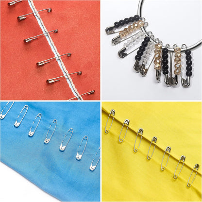 250 Pack Safety Pins by Luxurecourt, 4 Assorted Sizes of Durable, Silver Small and Large SafetyPins Bulk, Rust-Resistant Nickel Plated Steel, Sharp Edge Safety Pins for Clothes, Sewing, Arts & Craft