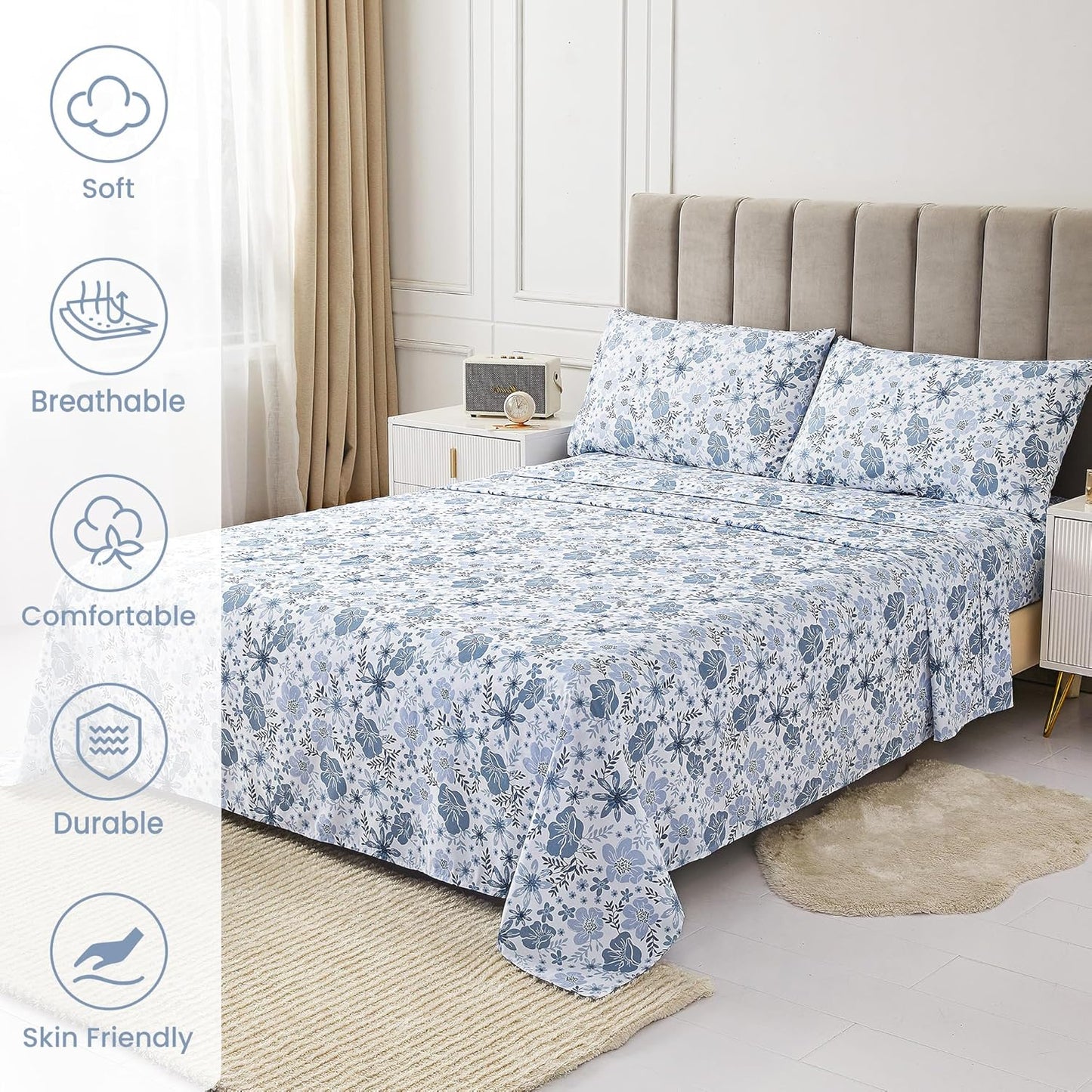 Mooreeke Floral King Sheets: Soft, Breathable, and Stylish Bedding