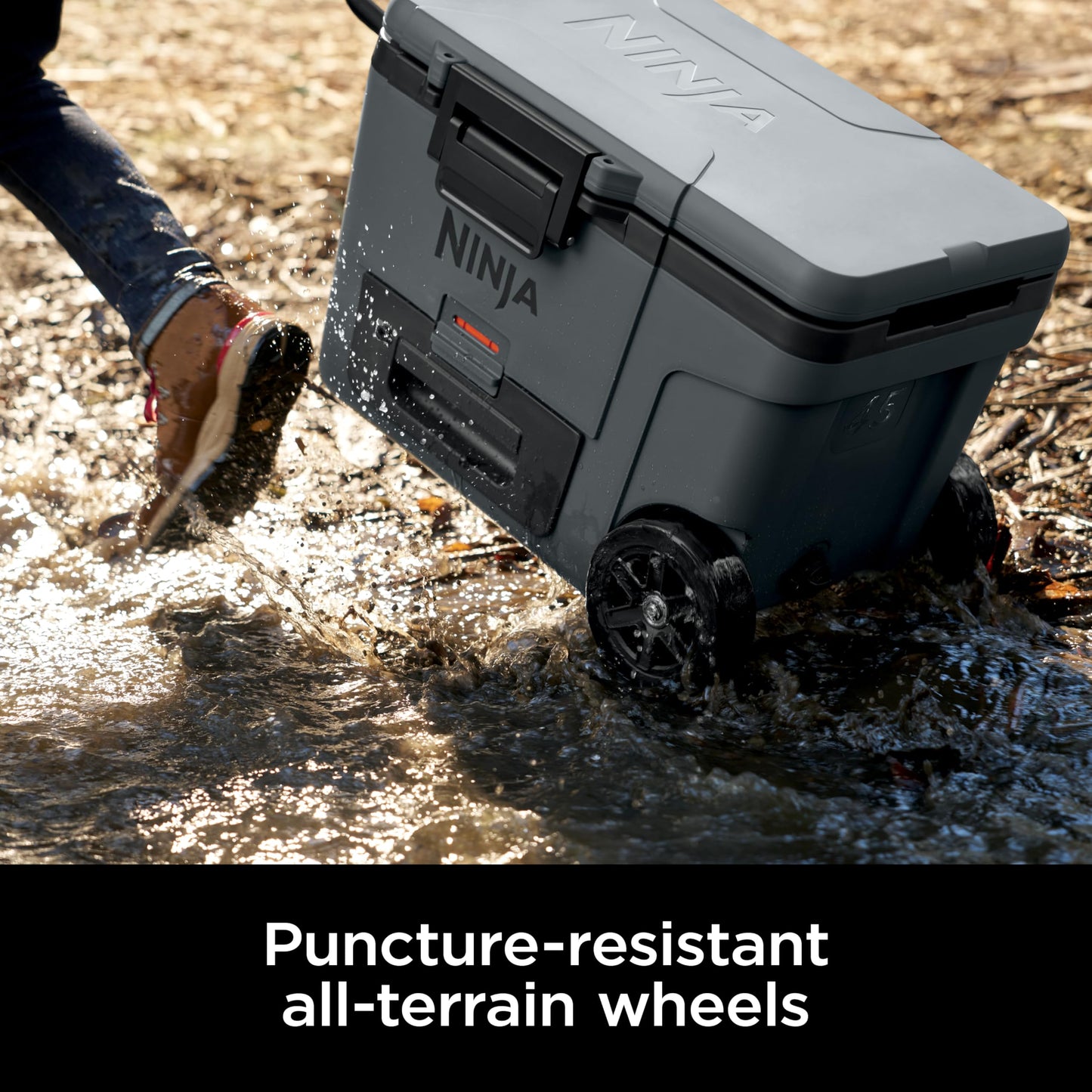 Ninja FrostVault 45QT Cooler with Wheels | Insulated with Temp Dry Storage Drawer | Keeps Ice Cold for Days | for The Beach, Camping, Picnics & More | Halocline Green | FB245TL